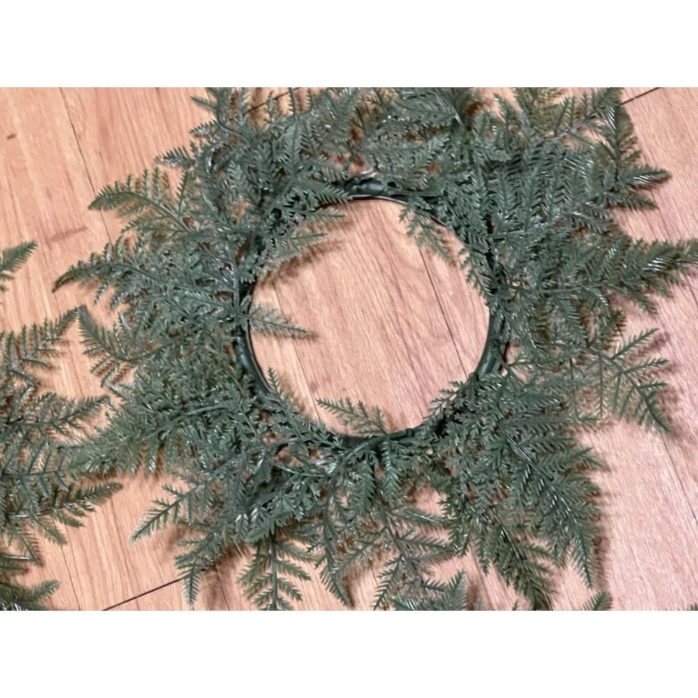 Vintage Plastic Fern Foliage Candle Rings Set of 4 Artificial Greenery